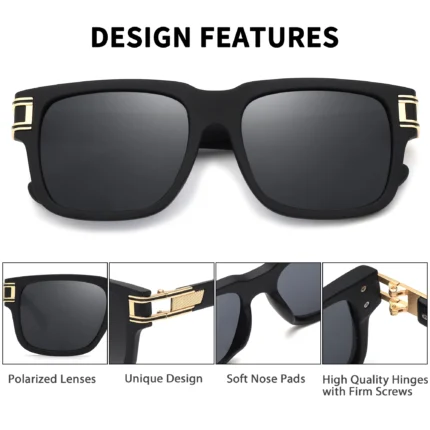 JIM HALO Polarized Sunglasses for Men Women, Classic Retro Square Sun Glasses for Driving Fishing UV400 Protection - Image 6