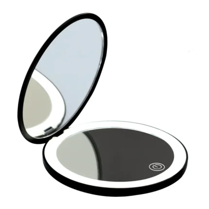 LED portable handheld makeup mirror, portable, folding travel, 2xHD magnification, three-color light switching - Image 8