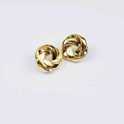 Geometry Twists UV Golden Stud Earrings for Women Simple Versatile Personality Exaggerated Smooth Creative Jewelry Girl Gift - Image 6