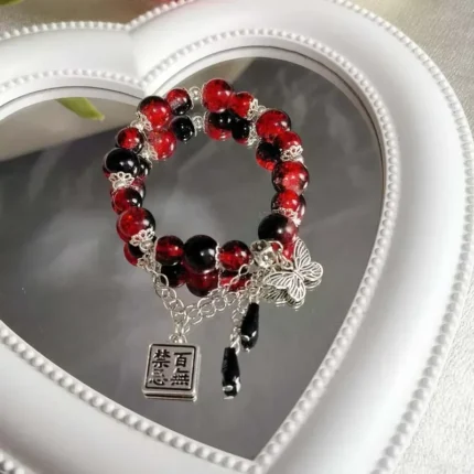 2024 New Trendy Red Beaded Chain Bracelet for Women Simple Hollow Butterfly Pendant Bracelets Jewelry Gifts Accessories - Image 4
