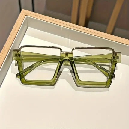 Chic Square Candy-Colored Glasses for Women - Durable Plastic & Metal Frame, Blue Light Blocking Clear Lens, Perfect for Parties - Image 7
