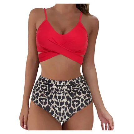 Fashion Women's Summer Sexy Tie-Dye Split Two-Piece  Bikini Swimsuit - Image 10