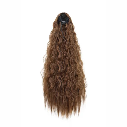 22Inch Synthetic Long Kinky Curly Ponytail Hair Extension Drawstring Wrapped Clip in Hair Black Hairpiecefor Women - Image 7