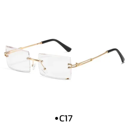 Fashion Rimless Rectangle Sunglasses Women Men Alloy Trendy Brand Small Square Sun Glasses Gradient Black Lens Shades UV400 - Image 13