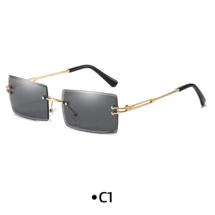 Fashion Rimless Rectangle Sunglasses Women Men Alloy Trendy Brand Small Square Sun Glasses Gradient Black Lens Shades UV400 - Image 6