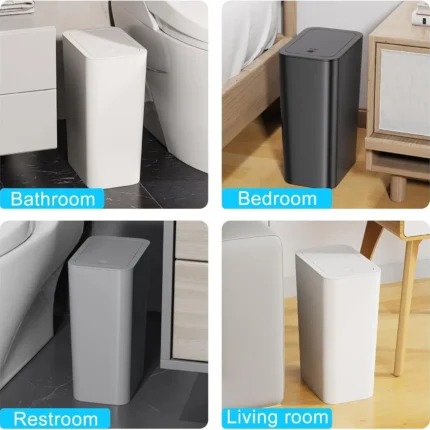 Premium eco-friendly 10L trash cans with pop-up lids. Ideal for bathrooms, kitchens, etc. Maximum purchase: two. - Image 6