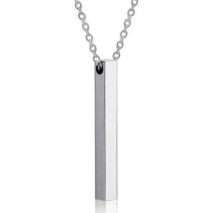 New Vertical Square Bar Pendant Charm Necklace for Women Men Stainless Steel Simple Geometric Neck Chain Jewelry Gift Кольца - Image 6