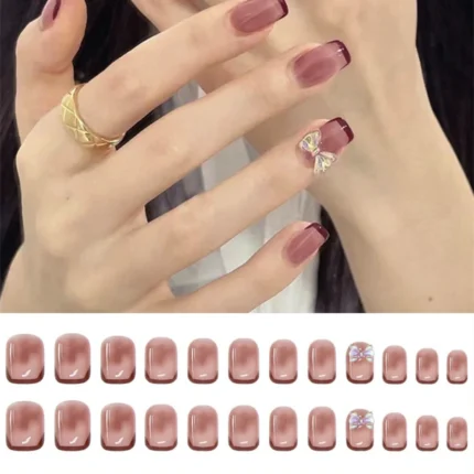 24PCS Short Silver Blue Star Moon Fake Nail Finished Product Full Cover Acrylic Removable Reusable Waterproof Press on Nails Art - Image 14