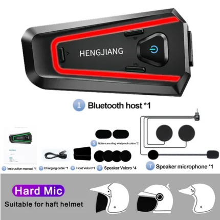Motorcycle helmet headset Bluetooth 5.3  IPX7 Waterproof stereo Music player Hands-on Talking with Tri-Color Ambient Light - Image 8