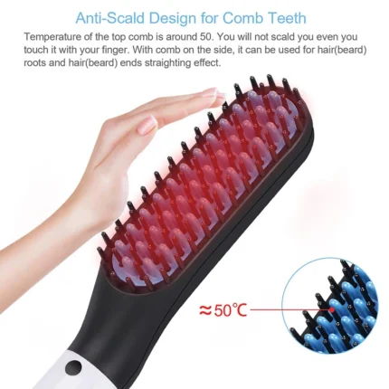 Electric Beard Comb  Straight Hair Brush Men's Styling Straightener Comb 2 In 1 Hair Straightening And Curling Iron - Image 5