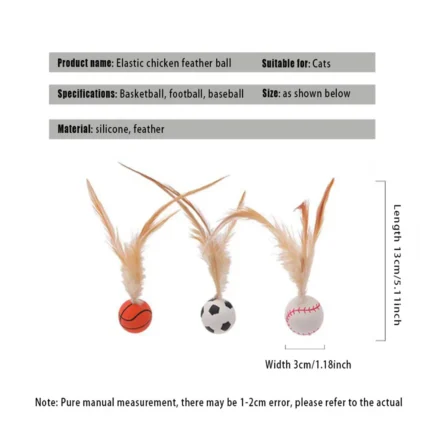1/3Pcs New Cat Interactive Ball Toys Bouncy Balls with Feathers Indoor Cat Game Toy Feather Cat Training Catcher Pet Toy - Image 6