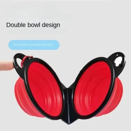 2-in-1 Foldable Outdoor Feeding Bowl for Cat and Dog Portable Pet Drinking Dual Bowl Pet Travel Supplies - Image 4