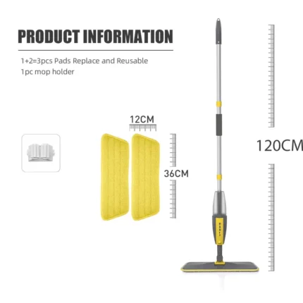 Magic Floor Cleaning Sweeper Brooms With Microfiber Pads 360° Rotation Flat Spray Floor Mop Broom For Cleaning Home Spin Mop - Image 9