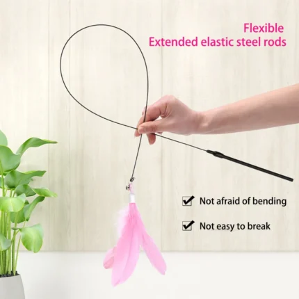 Cat Teaser Indoor Cat Stick Toy Interactive Suction Cup Cat Toy With Removable Feathers, Fun Exercise For Cats And Kittens - Image 3