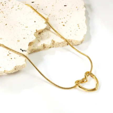 LUXUSTEEL Mini Cute Small Twist Heart Pendant Necklace Lover's Gift Stainless Steel Golden Plated Snake Chains Necklace Extender - Image 4
