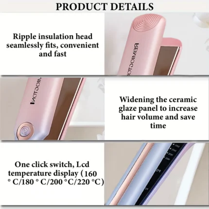 Professional ladies hair straightener portable small electric splint straight styling tool hair straightener and curler 2 in 1 - Image 2