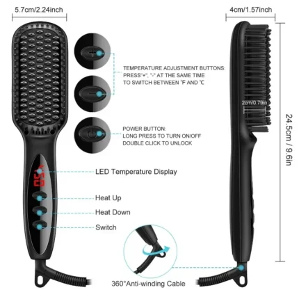 Hair Straightener Brush Comb Electric Hair Brushes Hot Comb Straightener For Hair Anti-scalding Ceramic Beard Straightener Brush - Image 6