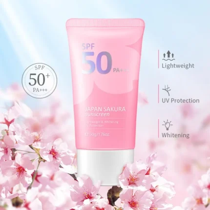 Sakura Sunscreen Lotion Waterproof Long-lasting Refreshing Non-greasy UV Resistant Moisturing Skin Care Product Sunblock 50g - Image 3