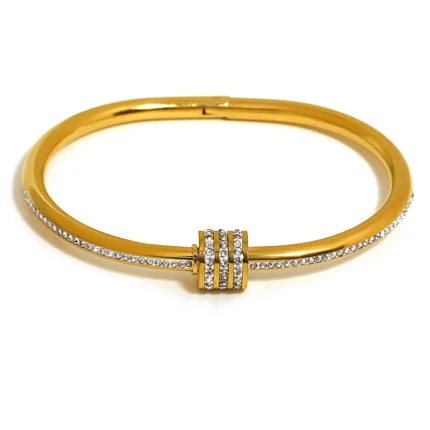 Luxury Stainless Steel Cuff Bracelet For Women Mens Gold Silver Color Couple Bracelets Green White Rhinestone Wide Bangle Gift - Image 14