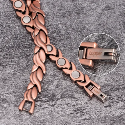 Vinterly Magnetic Pure Copper Bracelets for Women 6.5mm Vintage Chain Health Energy Magnet Arthritis Pain Relief Women Jewelry - Image 3