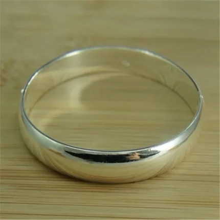 New 925 Sterling Silver Bracelet Simple Glossy Open Bangle Fashion Jewelry Gift - Image 4