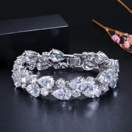 Pera Luxury CZ Green Cubic Zirconia Stone Large Women Charm Bangle Bracelets Bridal Jewelry Accessories for Bridesmaids B029 - Image 7