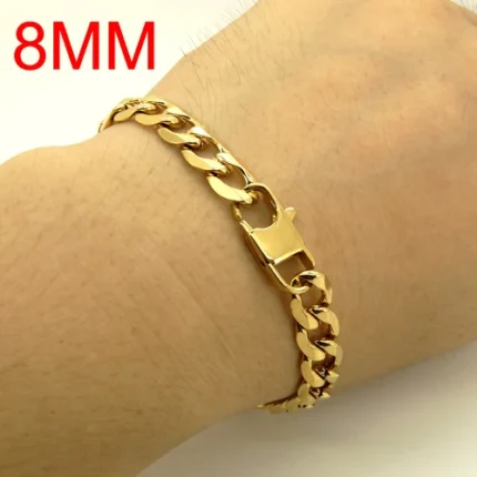 100% Stainless Steel Bracelet 6/8/12 mm 8 Inches Curb Cuban Chain Gold Color Bracelets for Men Women Free Shipping Factory Offer - Image 8
