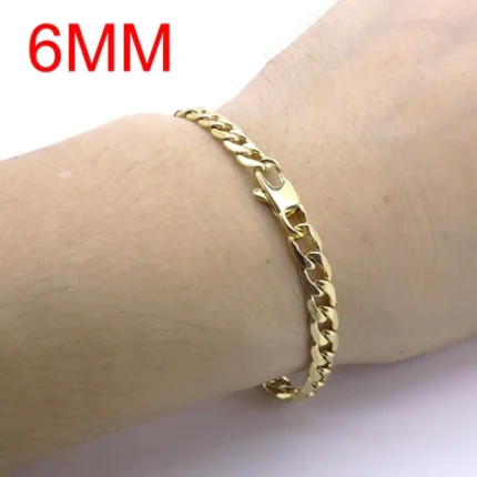 100% Stainless Steel Bracelet 6/8/12 mm 8 Inches Curb Cuban Chain Gold Color Bracelets for Men Women Free Shipping Factory Offer - Image 6