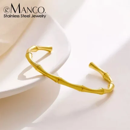 eManco Stainless Steel Fashion  Cuff Bracelets Bangles for Woman Gold Color Wedding Female Luxury Jewelry  Factory Direct