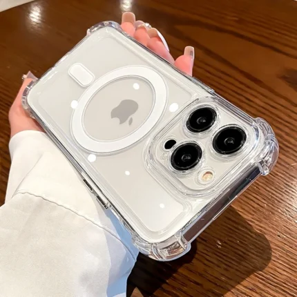 Luxury Magnetic Wireless Charge For Magsafe Case for iPhone 11 12 13 14 15 16 Pro Max Plus Transparent Shockproof Bumper Cover - Image 7