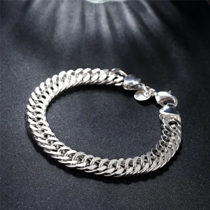 Noble 925 Sterling Silver Square Solid Chain Bracelet For Women Men Charm Party Gift Wedding Fashion Jewelry - Image 2