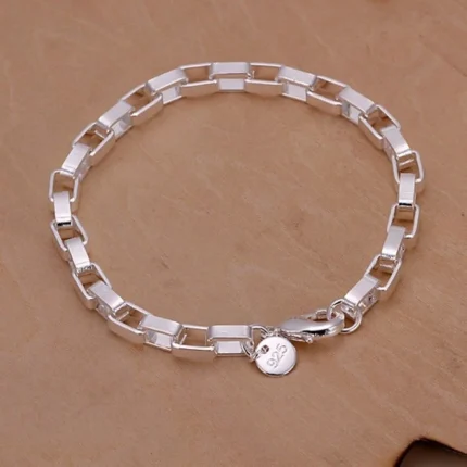 Noble 925 Sterling Silver Square Solid Chain Bracelet For Women Men Charm Party Gift Wedding Fashion Jewelry - Image 17
