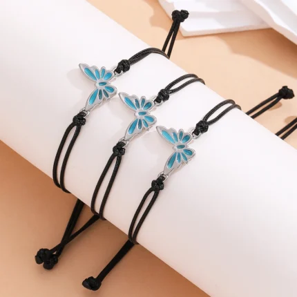 3/pcs glow in the dark Butterfly sisterhood Bracelet Trio-Handcrafted Minimalist Design - Image 3