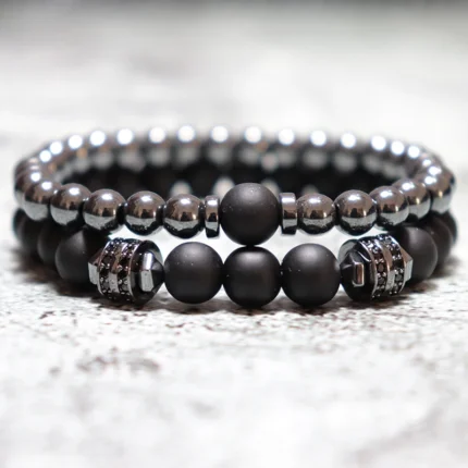 New In Unique Men Bracelet Set Luxury Black Zirconia Braclet Homme Natural Lava Tiger Eyes Stone Braslet Beaded Accessories Gift - Image 7