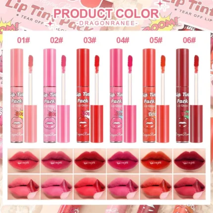 6PC/set Peel Off Liquid Lipstick 6 Colors Waterproof Lasting Matte Pink Lip Gloss Moisturizer Red Lip Tinted Makeup - Image 5