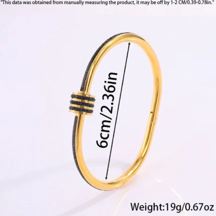 Stainless Steel Luxury 18K Gold Plated Bangles Bracelets Stackable Women's Bangle Bracelet Black Love Heart Fashion Jewelry - Image 10