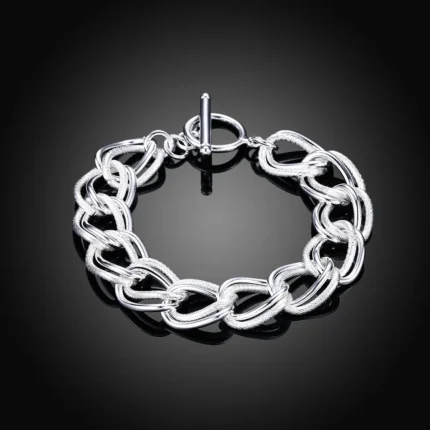 Noble 925 Sterling Silver Square Solid Chain Bracelet For Women Men Charm Party Gift Wedding Fashion Jewelry - Image 6