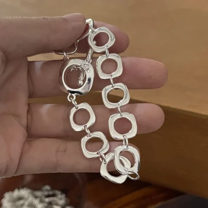 100% Solid 925 Sterling Silver Bracelet for Women Men Vintage Handmade Shinning Heart Bracelets Birthday Christmas Gift - Image 15