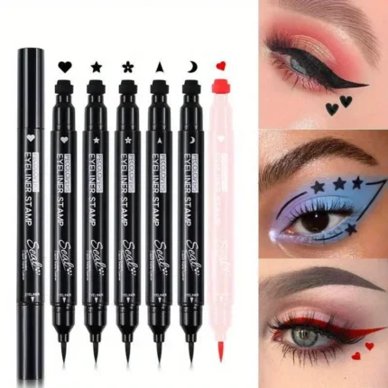 Double Head 2 in1 Liquid Eyeliner Moon Star Heart Butterfly Shapes Tattoo Stamp Quick To Dry Eye Liner Pencil Makeup Tool - Image 13