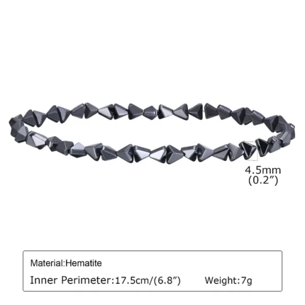 Vnox Stylish Black Triangle Beads Bracelets for Men Women, Stretch Unisex Gallstone Handmade Hematite Wristband Jewelry - Image 17