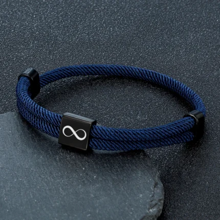 MKENDN Classic Men Infinity Bracelet Adjustable Nautical Rope Bracelets For Women Black Stainless Steel Couple Jewelry Gifts - Image 2