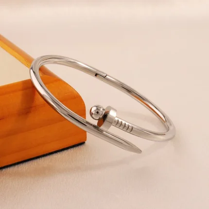 Fashion Nails Stainless Steel Round Bead Bangle Bracelets For Women Couples Holiday Gift Bracelets Party Daily Jewelry - Image 7