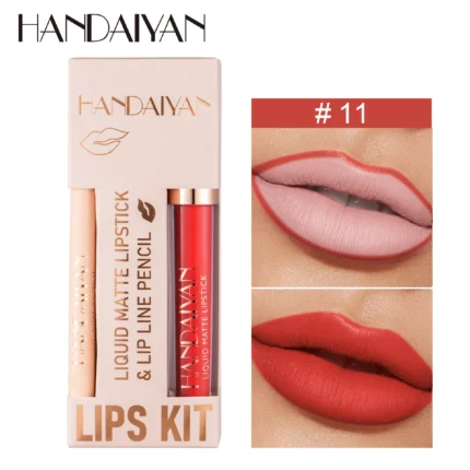 2 In 1 Lip Gloss Lip Liner Pencil Set Liquid Matte Lipstick 24 Hours Water Resistant Lip Tint Korean Lip Ink Makeup For Women - Image 8