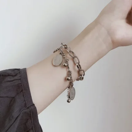 5Pcs Set Gold/Silver Color Fashion Charm Bracelet Women Retro Glossy Geometric Metal Twist Chain Bangles Bracelet Set Jewelry - Image 112