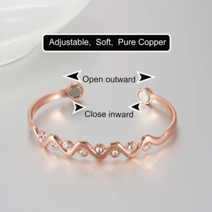 Vinterly Pure Copper Bracelets Magnetic Cubic Zirconia Adjustable Bangles Arthritis Health Magnet Jewelry Crystal Anti Radiation - Image 3