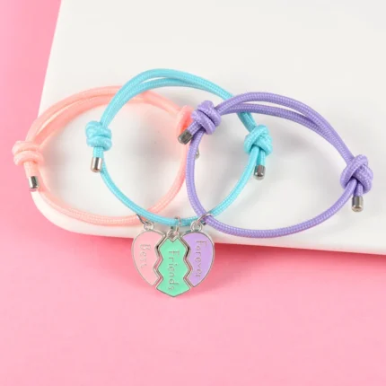 Lovecryst 3Pcs/set Heart-shaped Stitching Best Friend Forever Bracelet BFF Friendship Jewelry Gifts for Kids - Image 11