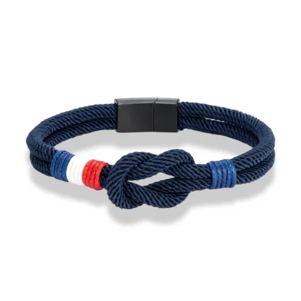 MKENDN Black Stainless Steel Square Knot Rope Bracelet Men Women Handmade Woven Double-Layer Design France Flag Couple Jewelry - Image 11