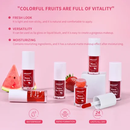 6Colors Water Lip Stain Moisturizing Lip Glaze Long Lasting Lip Ink Face Lip Dual Purpose Waterproof Liquid Cosmetic Makeup - Image 5