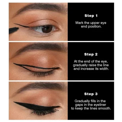 3PCS/SET Waterproof Silky Eyeliner Pen, Black, High Pigment, Anti-smudge, Matte, Create A Charming Smoky Eye Makeup - Image 3