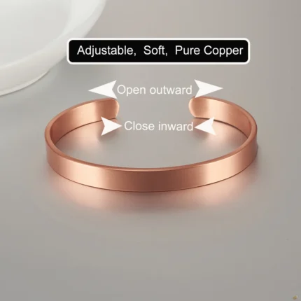 Vinterly Pure Copper Bracelets for Women Men Unisex 8mm Wide Adjustable Cuff Bangles Female Resizable Jewelry Soft Solid Copper - Image 2